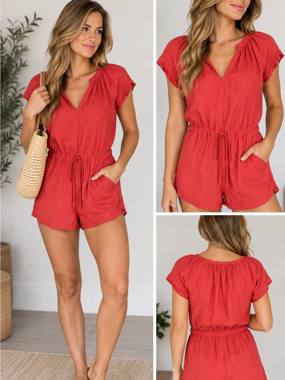 Universal Thread Red Relaxed Cut Out Top Universal Thread Red Romper – Size S